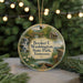 A round ornament with a scenic image of Booker T. Washington State Park, Tennessee, featuring a waterfall, bridge, and boats on a lake.