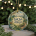 A round ornament with a scenic illustration of a forest and a deer, featuring the text "Bridle Trails State Park, Washington".