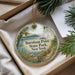 A decorative ornament with a scenic landscape of Burnham Point State Park, New York, hanging from a string.