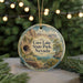 A round ornament with a scenic landscape of a cave, mountains, and water, featuring the text "Cave Lake State Park, Nevada".