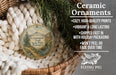 Ceramic ornaments, featuring a scenic image of the Centennial Trail State Park, Washington, with a wicker basket and greenery in the background.