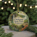 A decorative ornament featuring a scenic landscape of Chickasaw State Park, Tennessee, with a waterfall, bridge, and greenery.