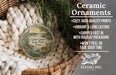 Ceramic ornaments, featuring a detailed illustration of a scenic landscape with a river, trees, and wildlife, are displayed in a woven basket.
