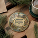 A decorative ornament featuring a scenic image of Cimarron Canyon State Park, New Mexico, with a deer in the foreground.