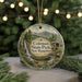 A round ornament featuring a scenic image of the Coleman State Park in New Hampshire, with a waterfall and a covered bridge in the background.