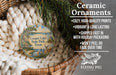 Ceramic ornaments, featuring a scenic image of Cooper Lake State Park, Texas, hanging from a wicker basket.