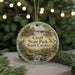 A circular ornament with a scenic landscape of Croft State Park, South Carolina, featuring a bird, trees, and a waterfall.