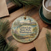 A decorative ornament with a scenic lake and mountains, featuring the text "Curlew Lake State Park, Washington".