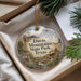 A decorative ornament with a scenic image of Davis Mountains State Park, Texas, featuring a windmill, mountains, and a small house.