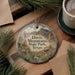 A decorative ornament featuring a scenic landscape of Davis Mountains State Park, Texas, with a windmill, mountains, and a river.