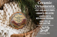 Ceramic ornaments, featuring a Dead Horse Point State Park ornament with a desert landscape, are displayed in a basket.