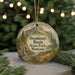 A circular ornament with a scenic landscape of mountains, trees, and a waterfall, featuring the text "Deadman's Basin State Park, Montana".