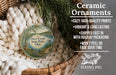 Ceramic ornaments, featuring a detailed image of Deer Creek State Park, Ohio, hanging from a wicker basket.
