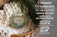Ceramic ornaments, specifically a ceramic ornament with a landscape design, are displayed in a basket.