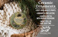 Ceramic ornaments, featuring a ceramic ornament with a design of Dunbar Cave State Park, Tennessee, hanging from a wicker basket.