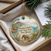 A decorative ornament with a scenic image of Elephant Butte Lake State Park, New Mexico, featuring a large elephant, a boat, and a desert landscape.