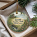 A decorative ornament with a scenic landscape of Farany State Park, New Jersey, featuring a house, trees, and a stream.