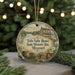 A decorative ornament featuring a vintage-style illustration of the Felix Valle House State Historic Site in Missouri, surrounded by holiday lights and greenery.