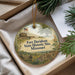 A decorative ornament with a picture of Fort Davidson State Historic Site, Missouri, hanging from a string.