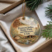 A round ornament with a scenic image of Fremont Indian State Park and Museum, Utah, hanging from a string.