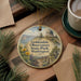 A decorative ornament featuring the Golden Dale Observatory in Washington State Park, with a scenic landscape and a cup of coffee on a wooden surface.