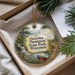 A decorative ornament with a scenic landscape of a waterfall, a boat, and pine trees, along with the text "Governor Thompson State Park, Wisconsin".