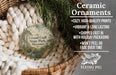 Ceramic ornaments, featuring a painting of a bridge and greenery, are displayed in a basket.