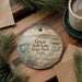 A decorative ornament featuring a scenic image of Salt Lake State Park in Utah, with a bird in the foreground and a pine tree in the background.