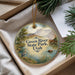 A decorative ornament with a scenic image of the Green River State Park in Utah, featuring a heron and a lake surrounded by mountains.
