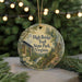 A decorative ornament featuring a scenic image of High Bridge Trail State Park, Virginia, with a bridge and trees in the background.
