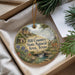 A decorative ornament with a scenic landscape featuring a river, mountains, and a deer, along with the text "Hill Country State Natural Area, Texas".