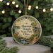 A round ornament with a scenic image of a deer and a bridge, surrounded by greenery, with the text "Hueston Woods State Park, Ohio" displayed on it.