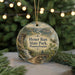 A circular ornament with a scenic image of Hyner Run State Park, Pennsylvania, featuring a waterfall, bridge, and forest.
