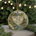 A decorative ornament featuring a scenic image of Illinois River Forks State Park, Oregon, with a cabin and trees in the background.