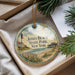 A decorative ornament with a lighthouse and beach scene, featuring the text "Jones Beach State Park, New York" on it.