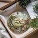 A decorative ornament with a scenic landscape of Jones Gap State Park, South Carolina, featuring a waterfall, pine trees, and a bridge.