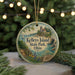 A round ornament with a scenic image of Kelley's Island State Park, Ohio, featuring a lighthouse, a boat, and a coastal landscape.