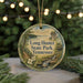 A round ornament with a scenic landscape of Long Hunter State Park, Tennessee, featuring a lake, mountains, and greenery.