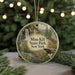 A round ornament with a scenic image of Mine Kill State Park, New York, featuring a waterfall, forest, and a cliff.