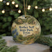 A round ornament with a painting of a park scene, featuring a bird, deer, and trees, along with the text "Mother Neff State Park, Texas".