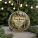 A round ornament with a scenic landscape of Nelson-Kennedy Lidges State Park, Ohio, featuring a waterfall and pine trees.
