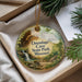 A decorative ornament with a scenic image of Onondaga Cave State Park, Missouri, hanging from a string.