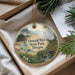 A decorative ornament with a scenic landscape of Oswald West State Park, Oregon, featuring a bridge, mountains, and pine trees.