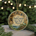 A round ornament with a scenic image of Ozark Caves at Lake of the Ozarks, located in Missouri.