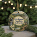 A decorative ornament featuring a scenic landscape with a waterfall, surrounded by pine trees and greenery, with the text "Paris Mountain State Park, South Carolina" prominently displayed.