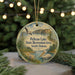 A round ornament with a scenic image of Pelican Lake, the Pelican Lake State Recreation Area in South Dakota, featuring a pelican and a lake surrounded by trees.