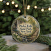 A circular ornament with a scenic image of Pixley Falls State Park in New York, featuring a waterfall and a path leading through the forest.