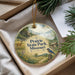 A decorative ornament with a scenic landscape of prairie state park, Missouri, featuring a bird perched on a tree stump and various natural elements such as grass, flowers, and a body of water.