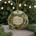 A round ornament with a scenic image of R.B. Winter State Park, Pennsylvania, featuring a waterfall, bridge, and trees.