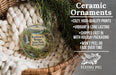 Ceramic ornaments, featuring a scenic image of Raymond B. Winter State Park, Pennsylvania, hanging from a wicker basket.